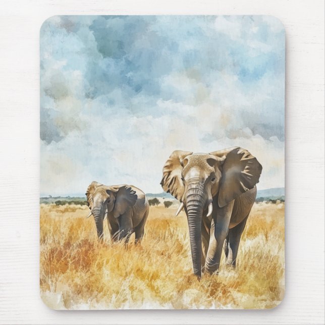 Serengetti Elephants Mousepad (Vorne)