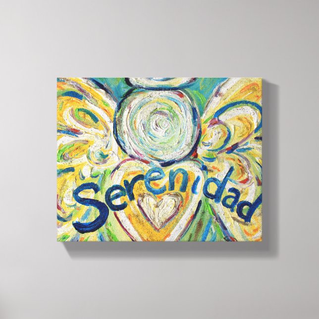 Serenidad Angel Word Art Malerei Wrapped Canvas Leinwanddruck (Vorderseite)