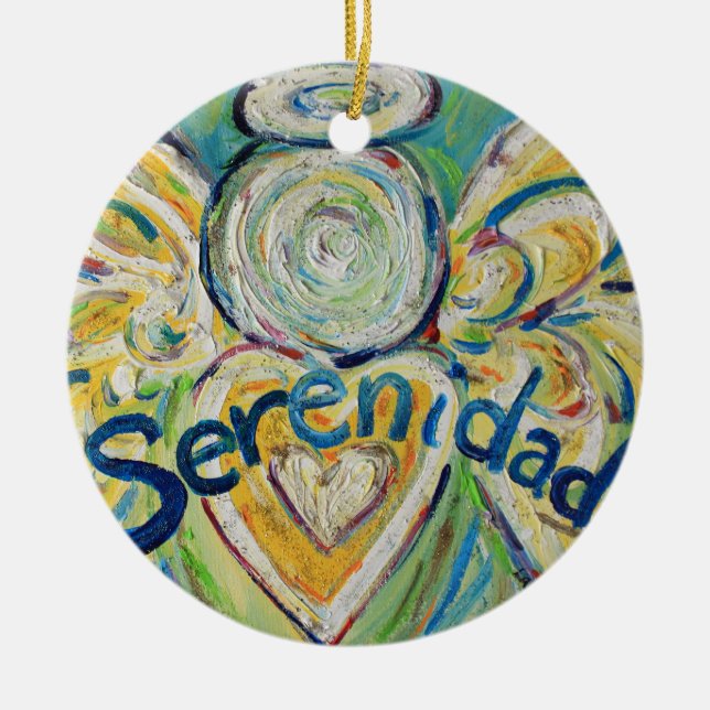 Serenidad Angel Word Kunst, Dichtung und Musik Keramik Ornament (Vorne)