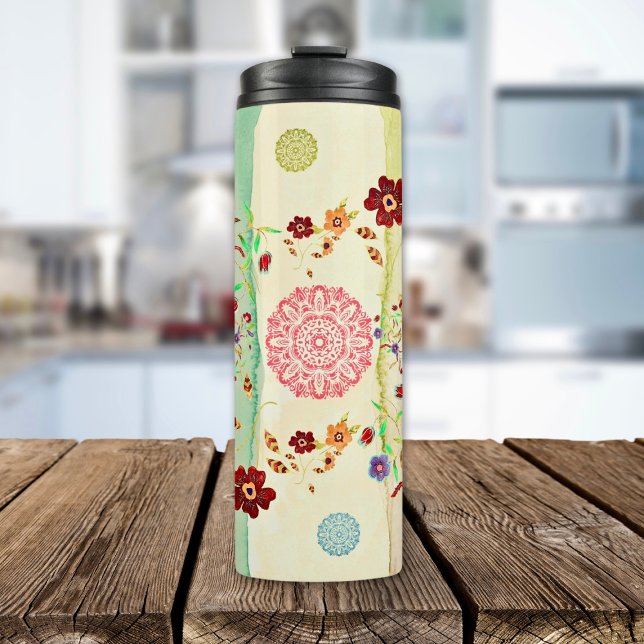 Serenity Blooms Watercolor Bliss Thermosbecher (Stay cool and chic with our Serenity Boho Thermal Tumbler!)