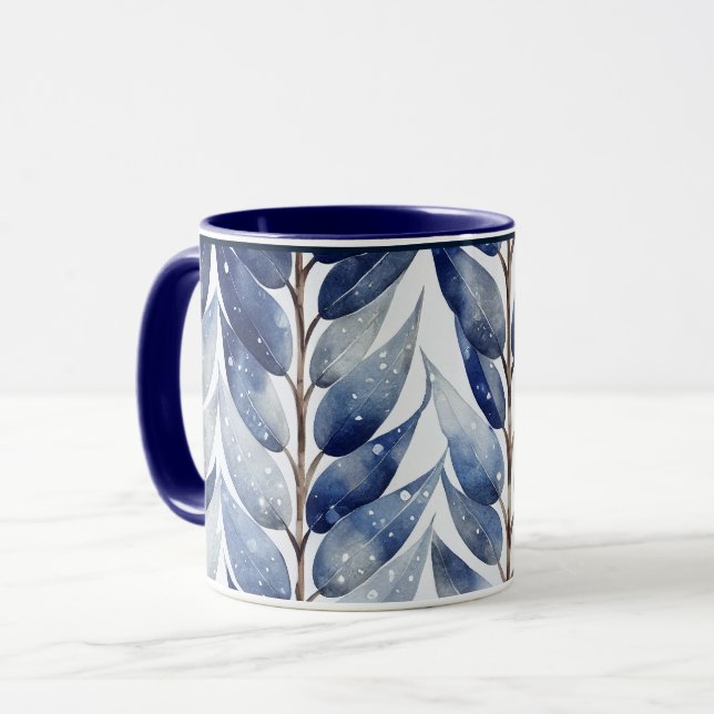 Serenity Blue Leaf Tasse (Vorderseite Links)