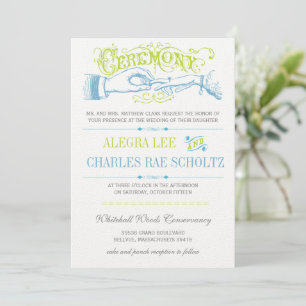 Serenity Blue Moderne Vintage Typografie einladen Einladung