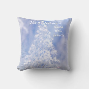 Serenity Blue Sky Snow White Tree Winter Szene Kissen