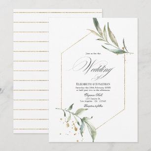 Serenity Einfache Grüntöne Geometrische Hochzeit Einladung