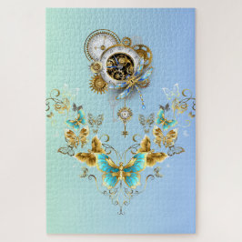 Serenity Engine – Teal Mechanische Blütenpracht Puzzle