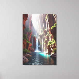 Serenity Falls: Majestätischer Canyon Rückzugsort Leinwanddruck