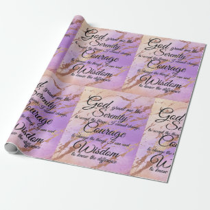 Serenity Gebet auf Rosa und Rose Gold, Violett Geschenkpapier