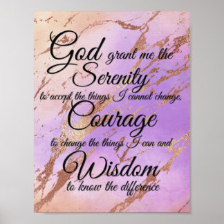 Serenity-Gebet auf rosa, violettem, roségoldenem H Poster