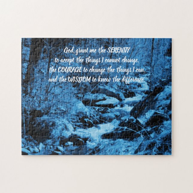 Serenity Gebet Blau fließen Brook Inspiration Puzzle (Horizontal)