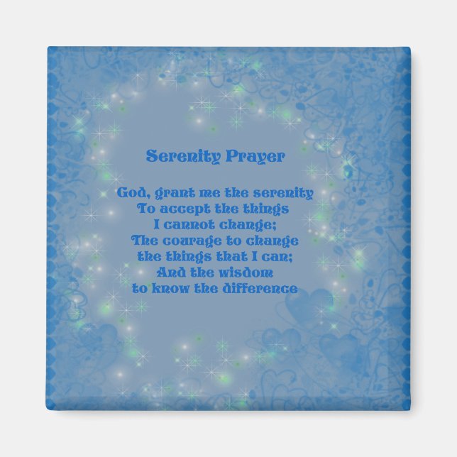 Serenity Gebet Blue Hearts Inspiration Magnet (Vorne)