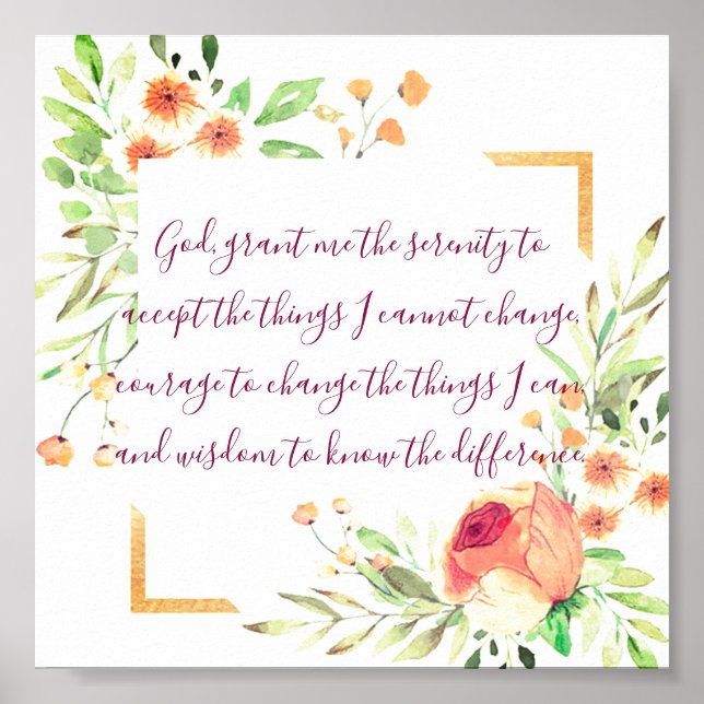 Serenity Gebet Blumenposter Poster (Vorne)