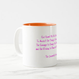 Serenity Gebet Erholung Faith Hope Weisheit Pink Zweifarbige Tasse