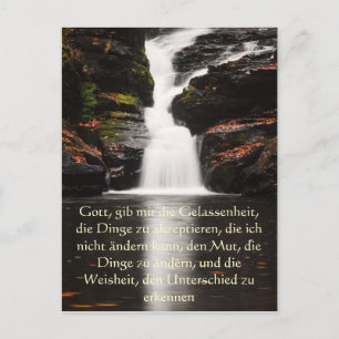 Serenity Gebet in deutscher Sprache, Wasserfall Po Postkarte