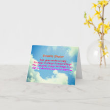 Serenity Gebet Inspirational Note Card Blue Sky