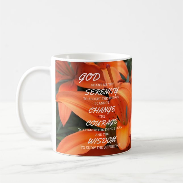 Serenity Gebet Orange Lily Blume Foto Gott Kaffeetasse (Links)