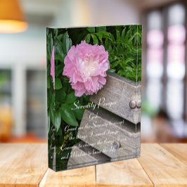 Serenity Gebet Pink Peony Bloom Floral Fotoblock