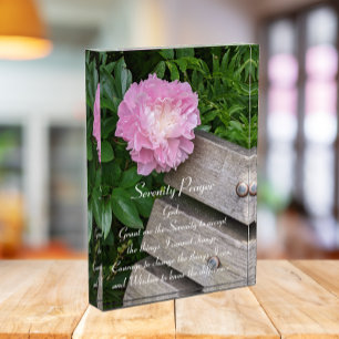 Serenity Gebet Pink Peony Bloom Floral Fotoblock