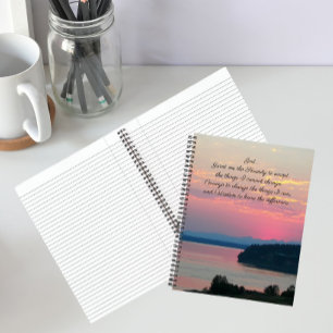 Serenity-Gebet Rosa Meereslandschaft Sonnenunterga Notizbuch