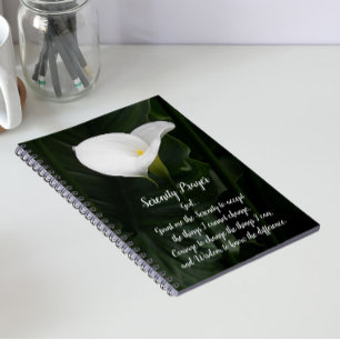 Serenity-Gebet Weiße Calla-Lilie Blumen Notizblock