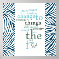 Serenity Gebet Word Art Zebra Print