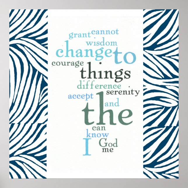Serenity Gebet Word Art Zebra Print Poster (Vorne)