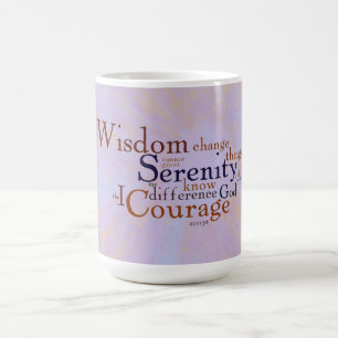 Serenity-Gebet Wordle auf abstraktem Kaffeetasse