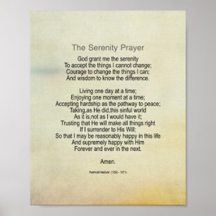 Serenity-Gebet Zitat im Vintage-Stil  Poster