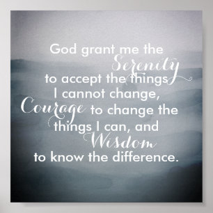 Serenity Gebet Zitat Poster Blau Aquarell