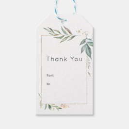 Serenity Gold and Greenery Geometric Wedding Geschenkanhänger