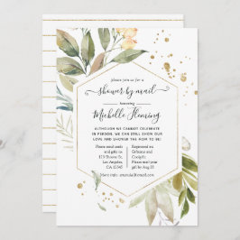 Serenity Greenery Geometric Baby Shower by Mail Einladung