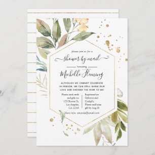 Serenity Greenery Geometric Baby Shower by Mail Einladung