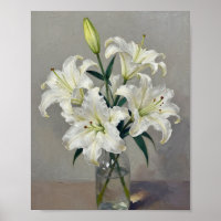 Serenity in Bloom: Impasto Weiße Lilien in Glas V