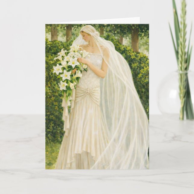 Serenity in Ivory: A Bride in a Garden Reverie Karte (Vorderseite)