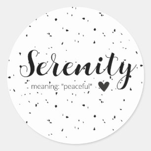 Serenity Name bedeutet Minimal Moderne Schwarze Mä Runder Aufkleber