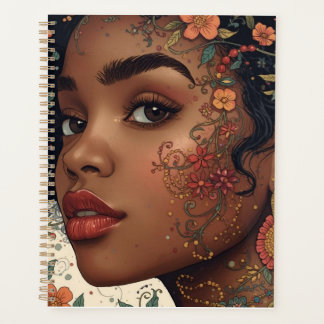 Serenity Noir Floral Afrozentrisches Notizbuch Planer