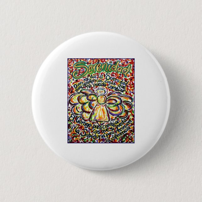 Serenity Prayer Angel (spanischer Text) Button (Vorderseite)