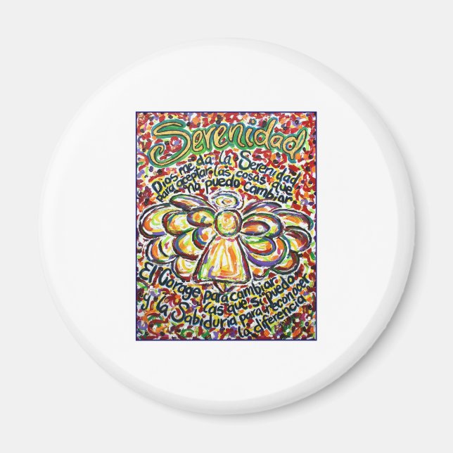 Serenity Prayer Angel (spanischer Text) Magnet (Vorne)