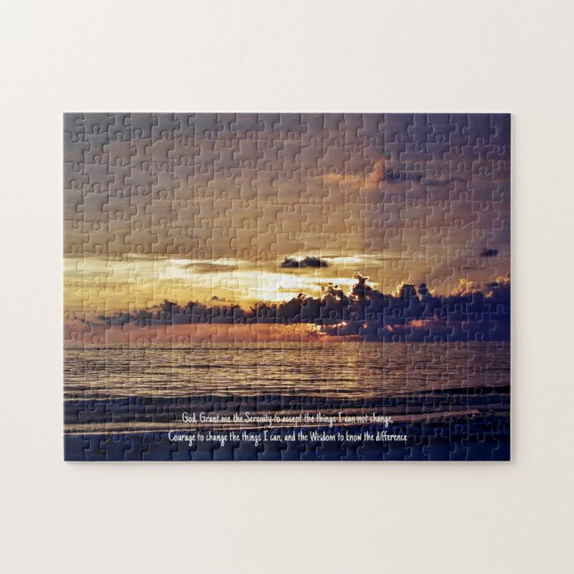 Serenity Prayer - Beach Sunset Jigsaw Puzzle (Horizontal)