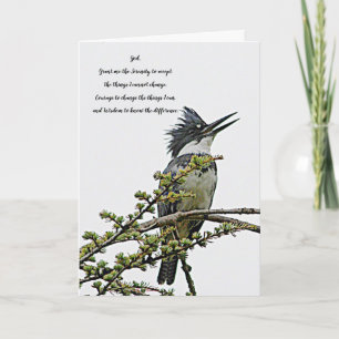 Serenity Prayer Belted Kingfisher Bird Blank Karte