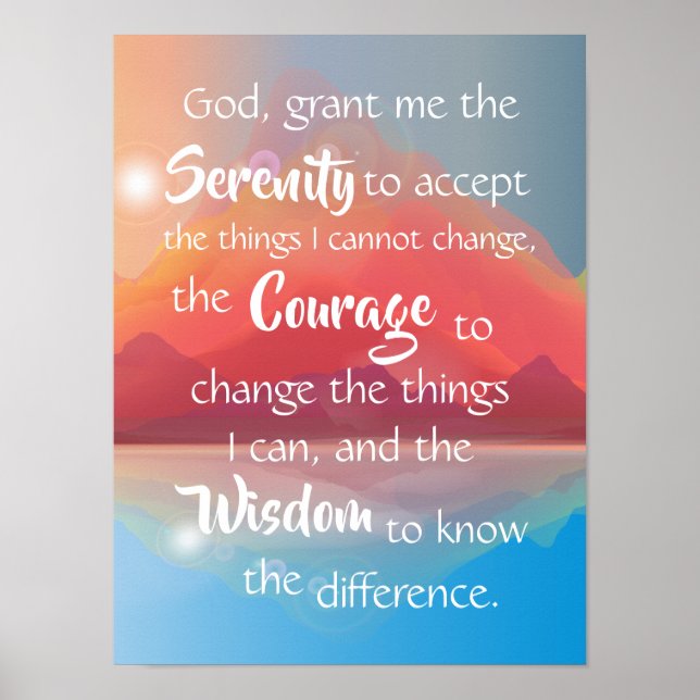 Serenity Prayer Berg Sunset Sunrise Wall Poster (Vorne)