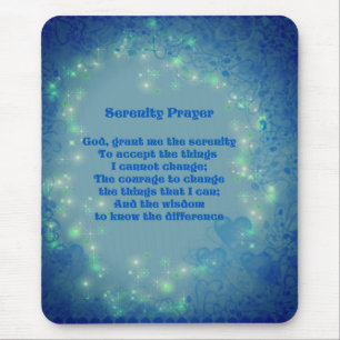 Serenity Prayer Blue Hearts Inspirational Mousepad