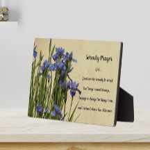 Serenity Prayer Blue Irises Floral