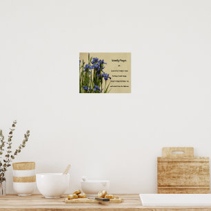 Serenity Prayer Blue Irises Floral Poster