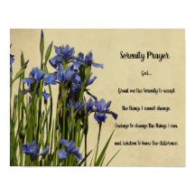 Serenity Prayer Blue Irises Floral