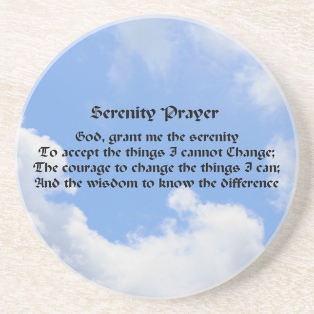 Serenity Prayer Blue Sky Inspiration Sandstein Untersetzer (Vorne)