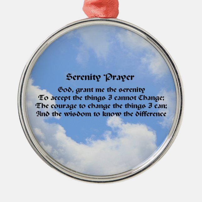 Serenity Prayer Blue Sky Inspiration Silbernes Ornament (Vorne)