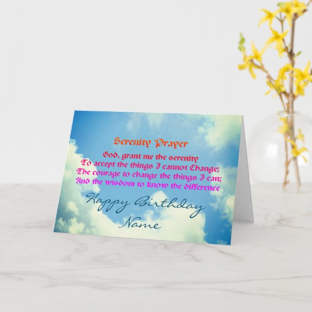 Serenity Prayer Blue Sky Personalisiert Geburtstag Karte (Gelbe Blume)
