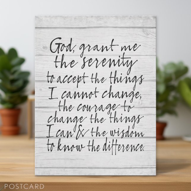 Serenity Prayer - Bounce Kalligrafie Script Modern Postkarte (Personalized Postcard)