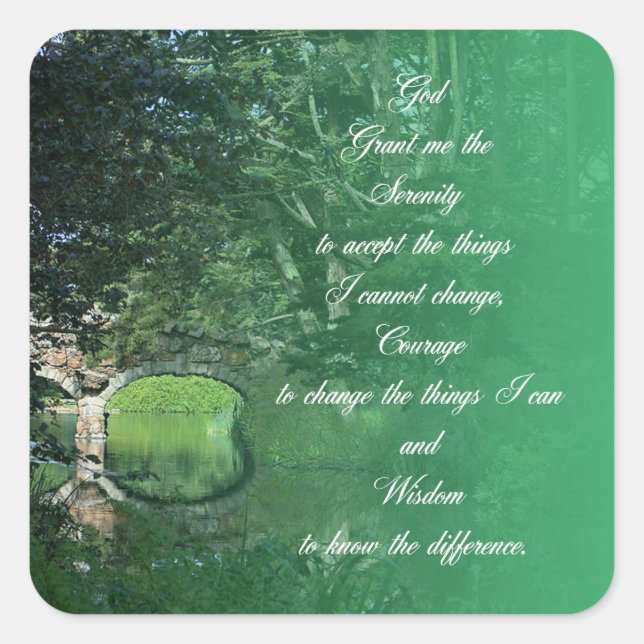 Serenity Prayer Bridge Quadratischer Aufkleber (Vorderseite)
