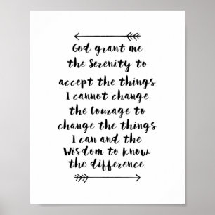 Serenity Prayer Calligraphy Print Poster